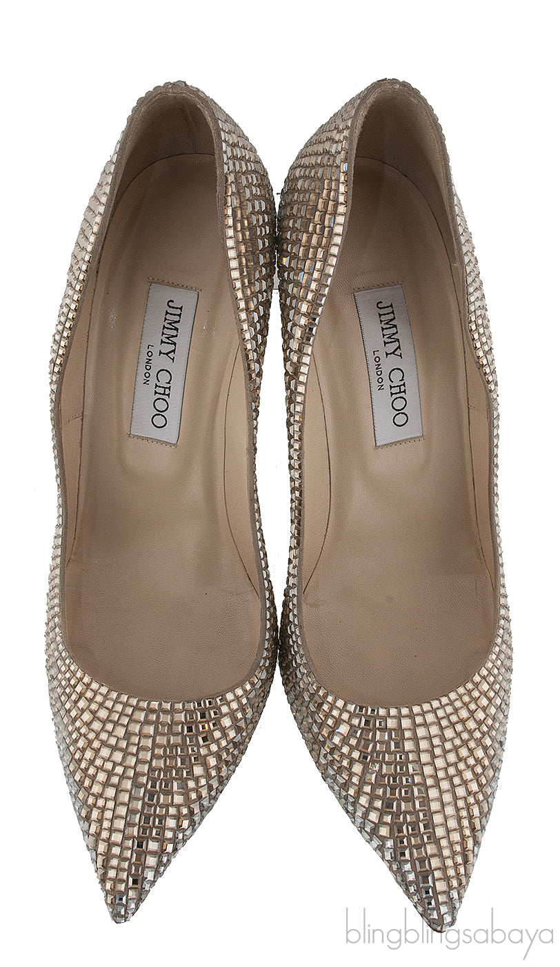 Bi-color Crystal Pointed Toe Heels