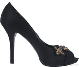 Black Satin Crisscross Pump