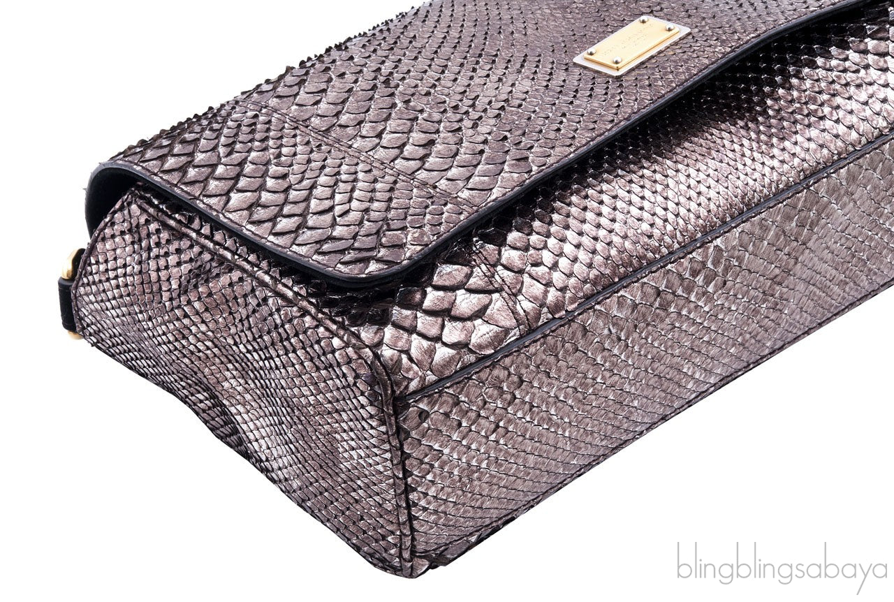 Metallic Bronze Python Shoulder Bag