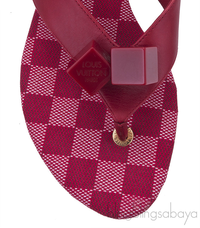 Red Damier Slip-on Sandals