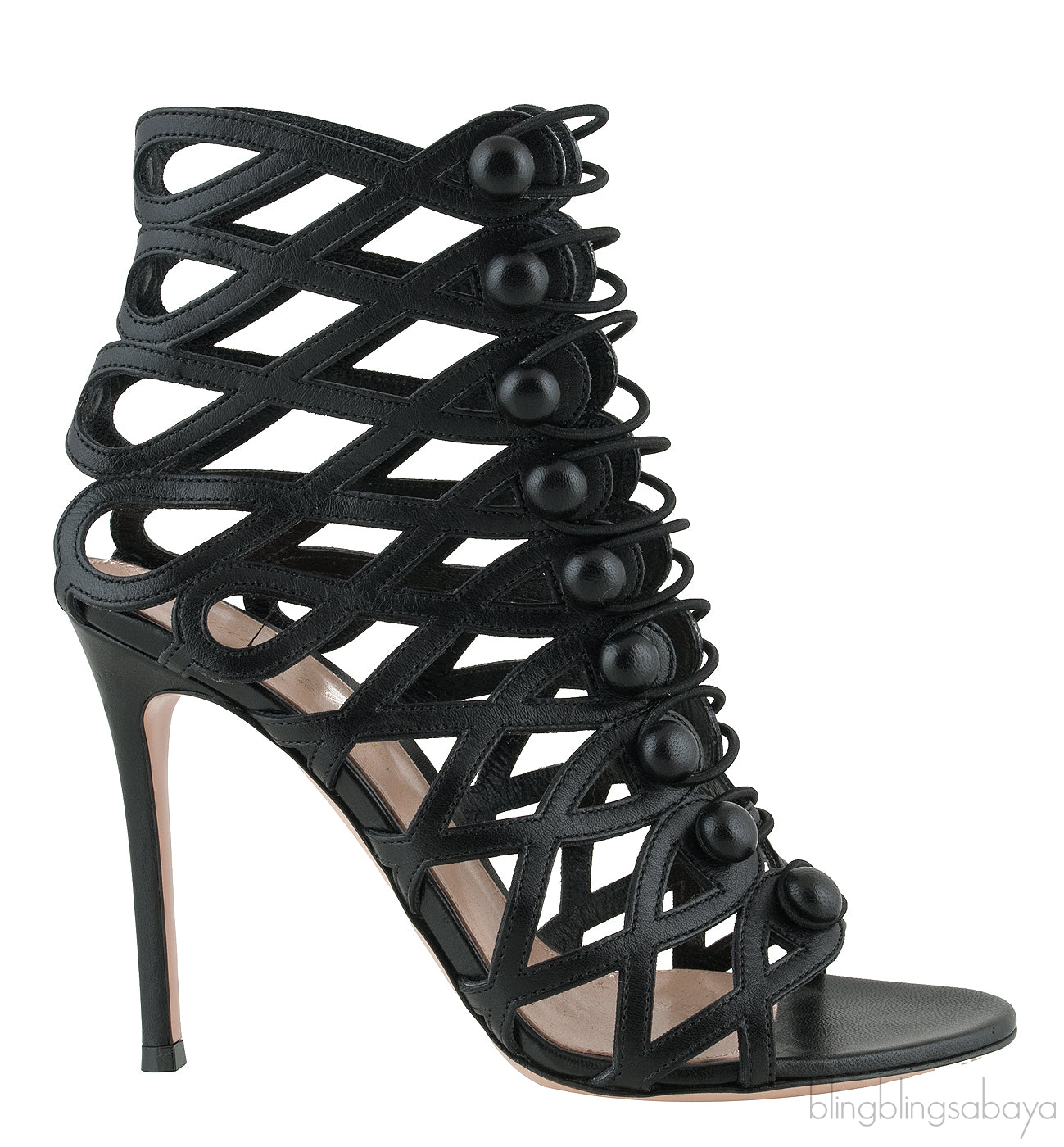 Black Vendome Cage Sandals