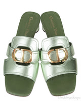 Dior OR Montaigne Metallic Green Heels Slide