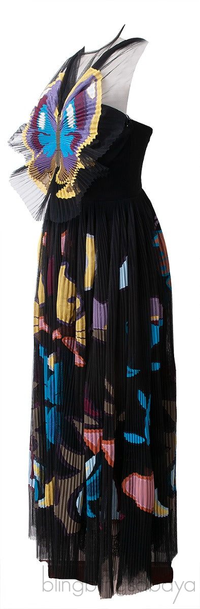 Monroe Butterfly Print Tulle Dress