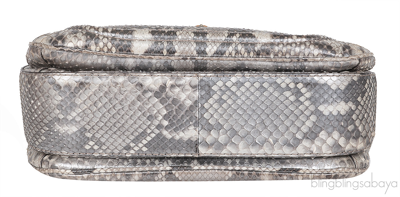 Gucci Silver Python Bamboo Handle Bag
