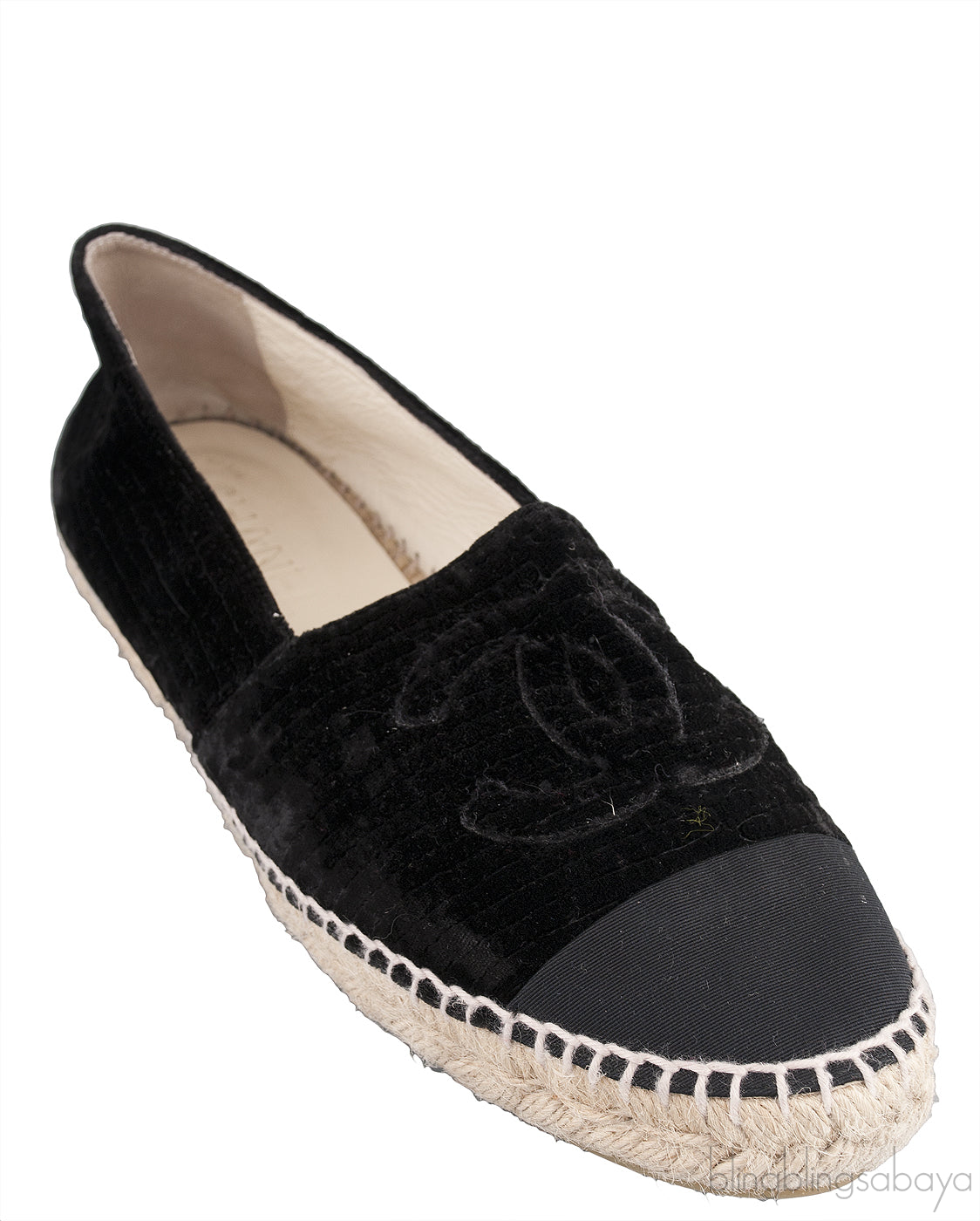 Chanel Velvet CC Cap Toe Espadrille