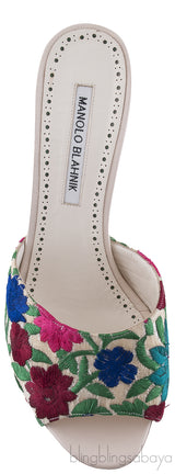 White Flower Embroidered Sandals