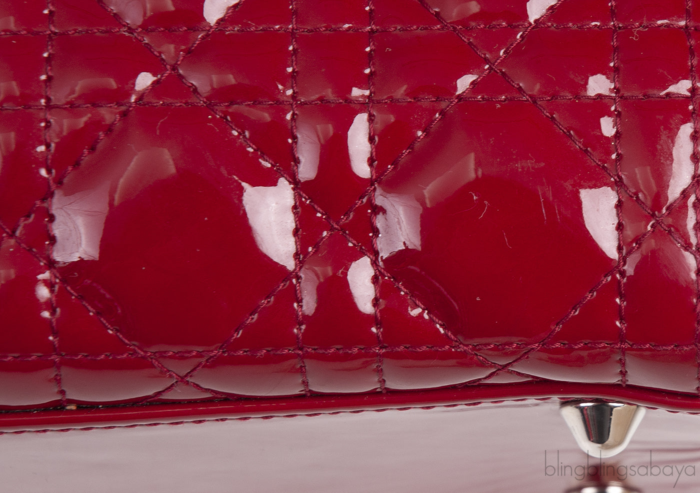 Lady Dior Red Patent Quilted Bag PHW