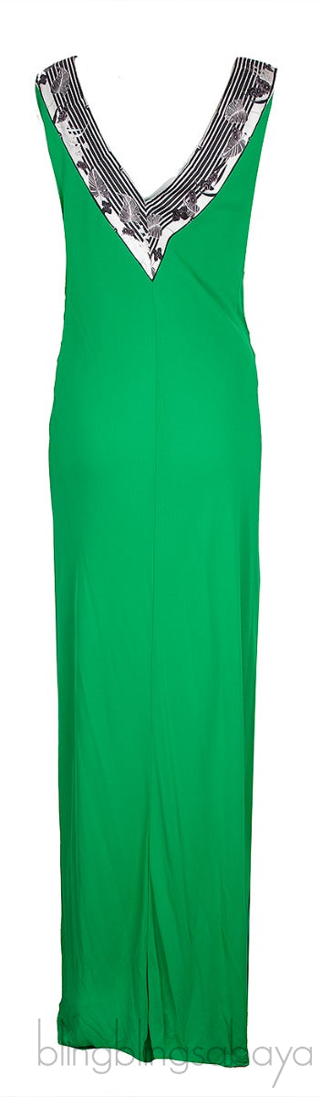Green Sleeveless Printed Dress