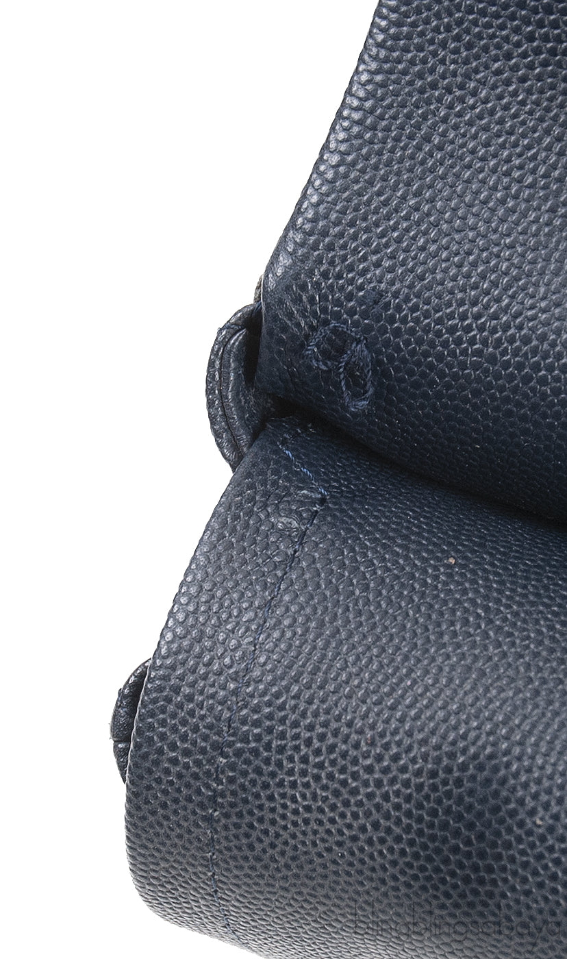 Classic Midnight Blue Medium Double Flap Bag GHW