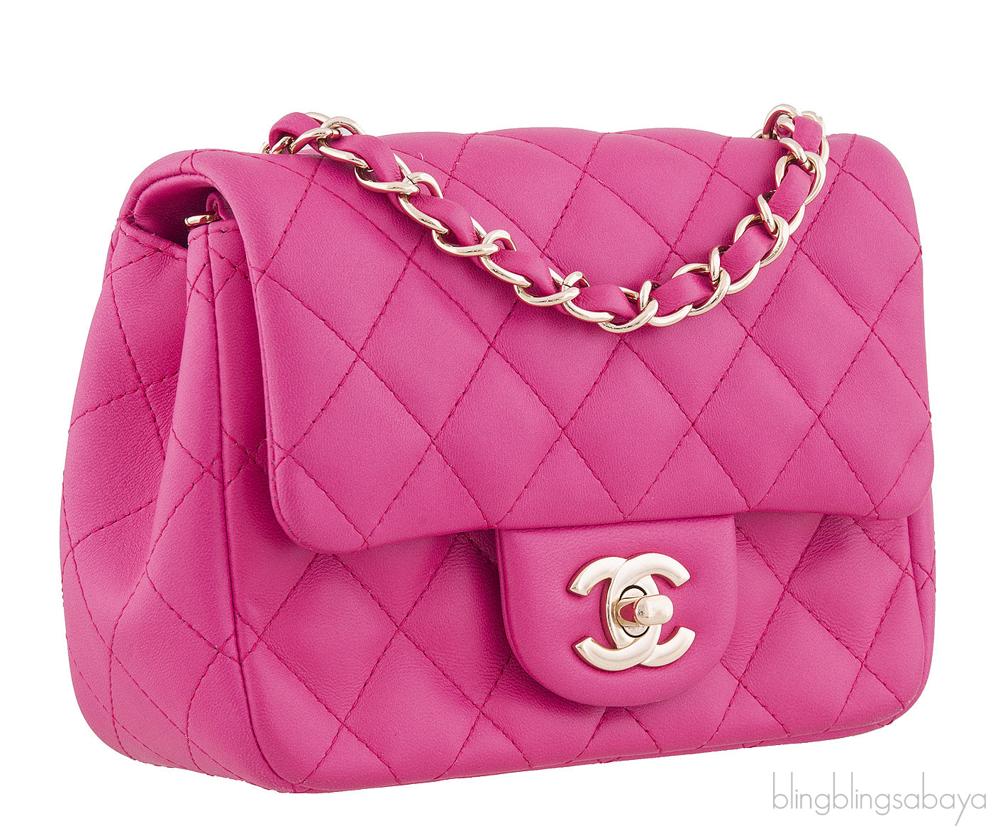 Fuchsia Quilted Mini Flap Bag