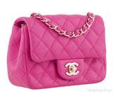 Fuchsia Quilted Mini Flap Bag