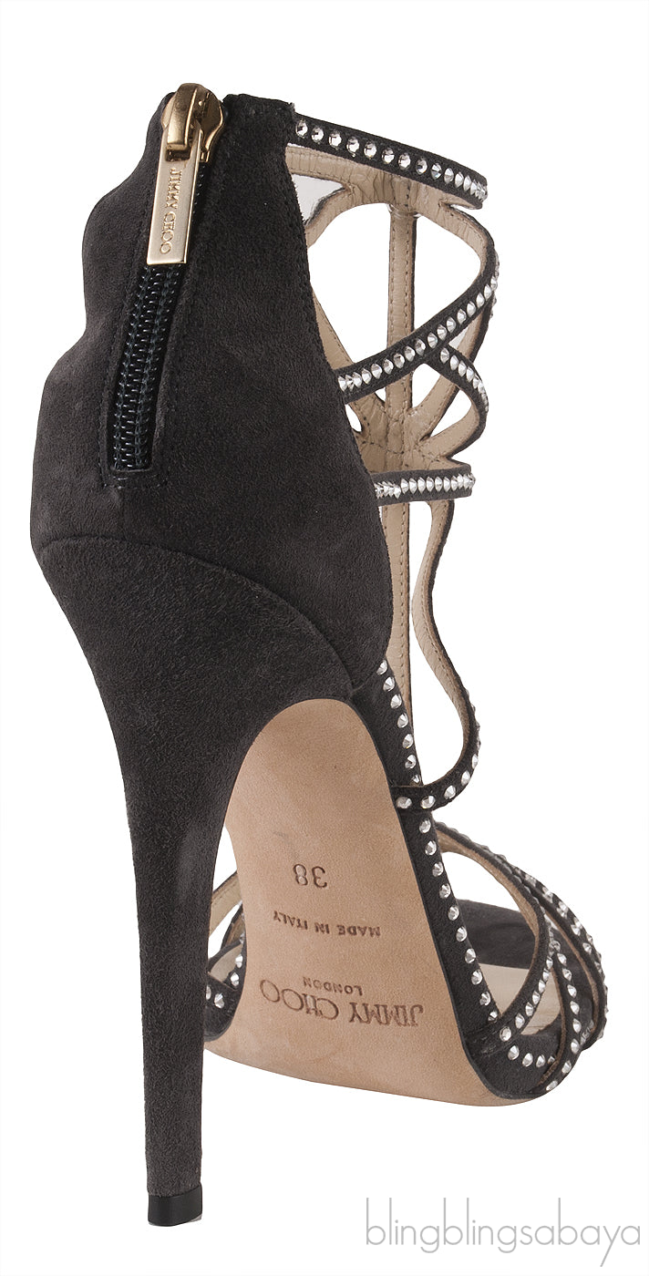 Jimmy Choo Strappy Grey Crystal Heels