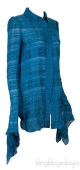 Scuba Blue Long Back Asymmetrical Sleeve Shirt