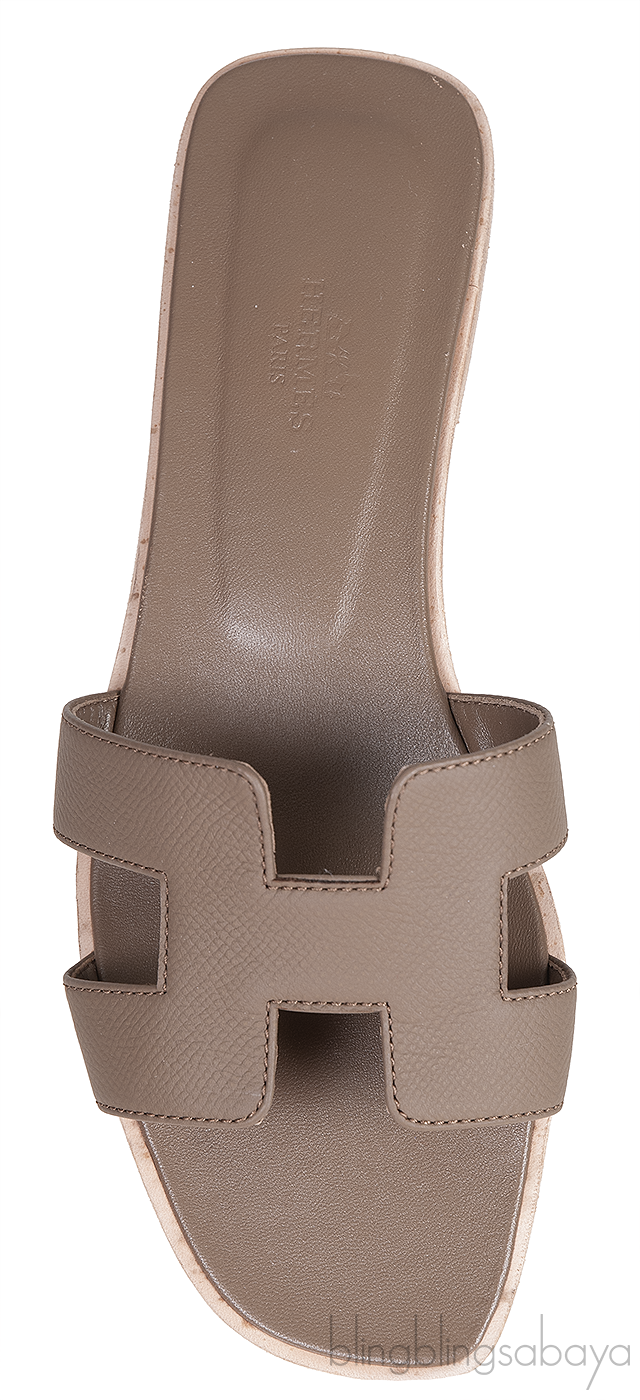 Oran Grey Epsom Slide Sandals