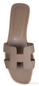 Oran Grey Epsom Slide Sandals