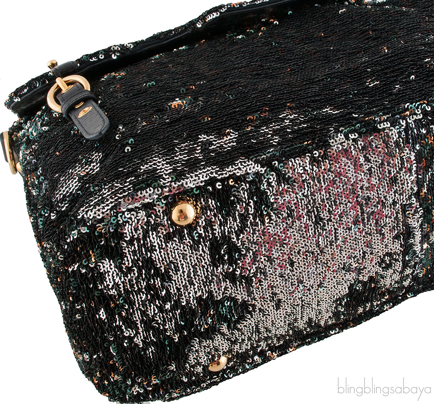Sequin Black Turn-lock Handle Bag