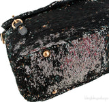 Sequin Black Turn-lock Handle Bag