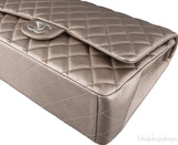 Metallic Silvery Gold Quilted Maxi Flap Bag