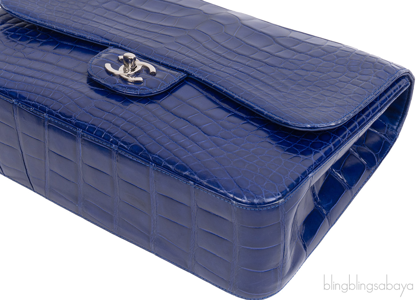 Chanel Classic Blue Crocodile Jumbo Flap Bag