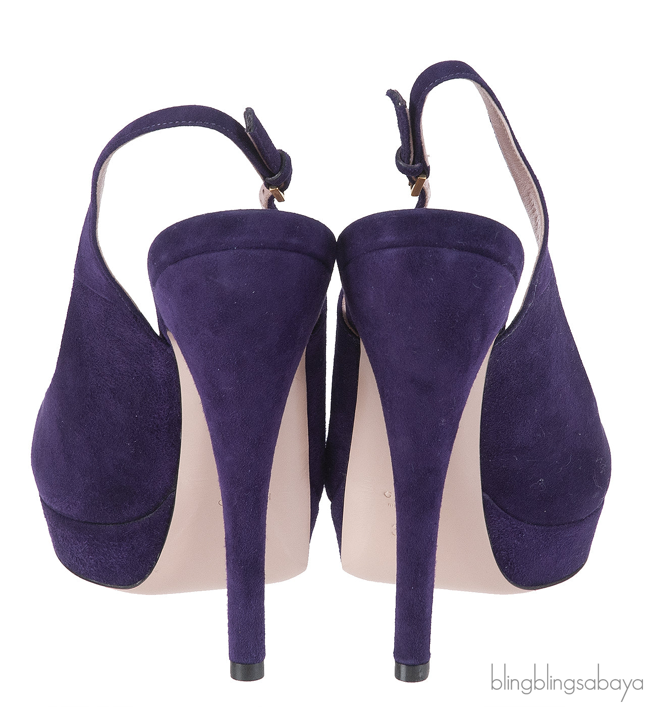 Gucci Purple Suede Slingback Peep Toe