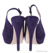 Gucci Purple Suede Slingback Peep Toe
