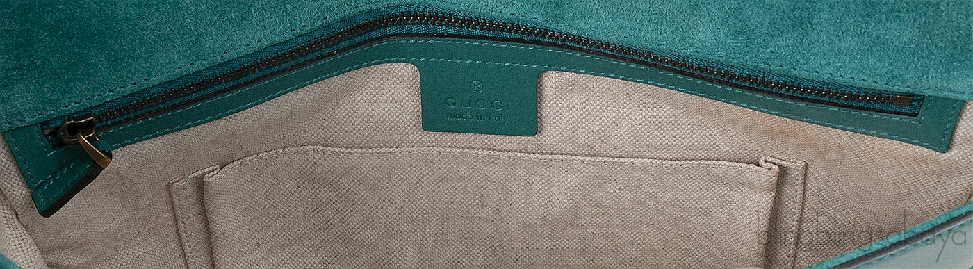 Gucci Bright Bit Green Patent Clutch