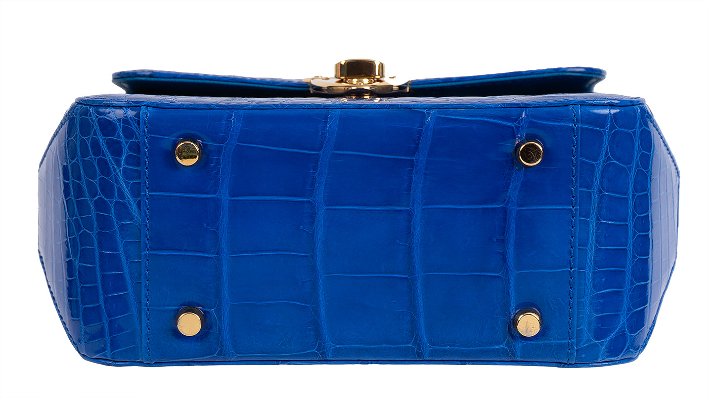 Kwanpen Edge Hexagon Blue Crocodile Bag