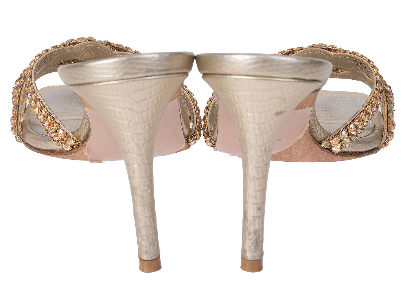 Gina Loie Platinum Crystal Lizard Print 85 Sandals