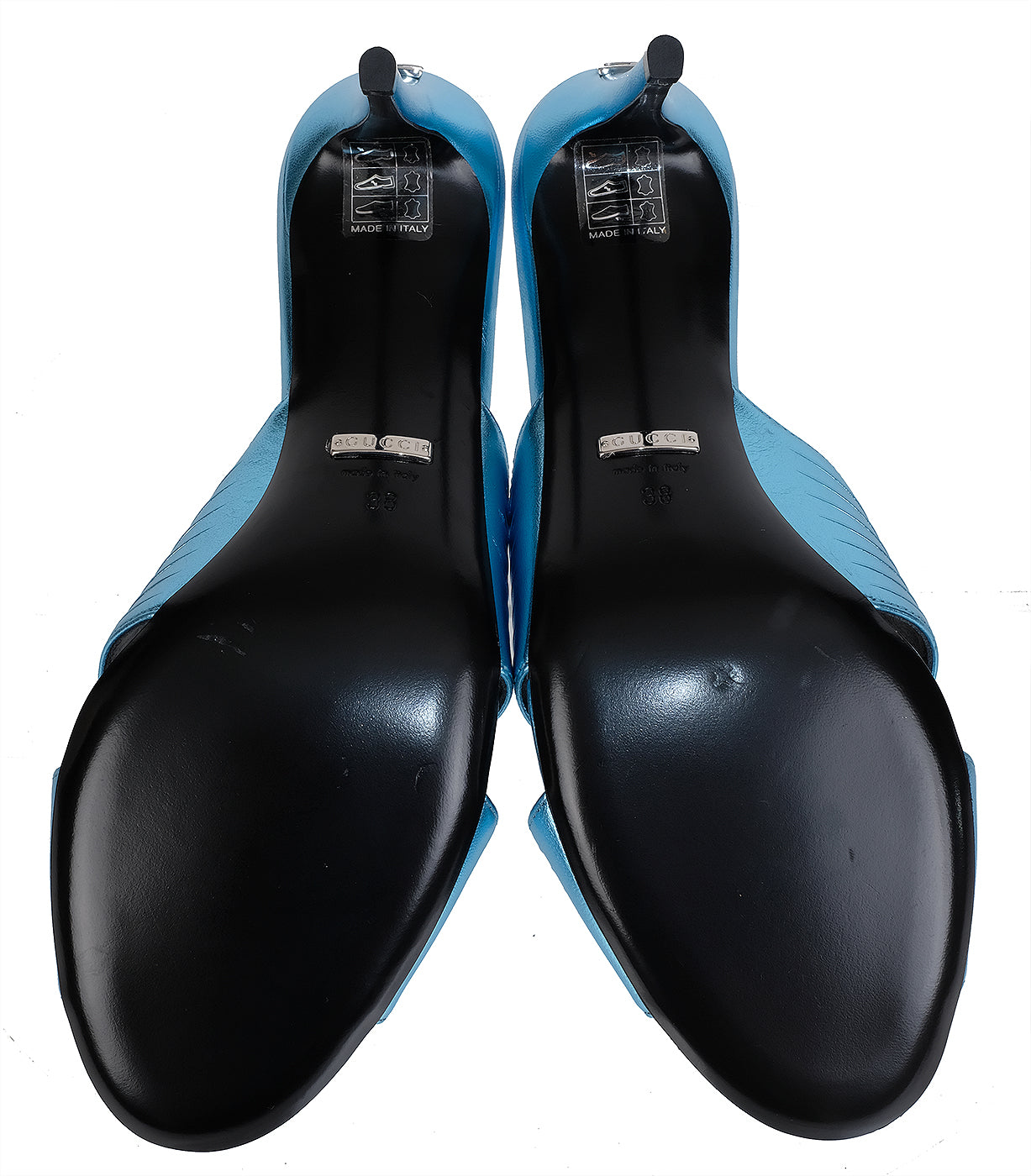 Gucci Criss-cross Metallic Blue Sandals