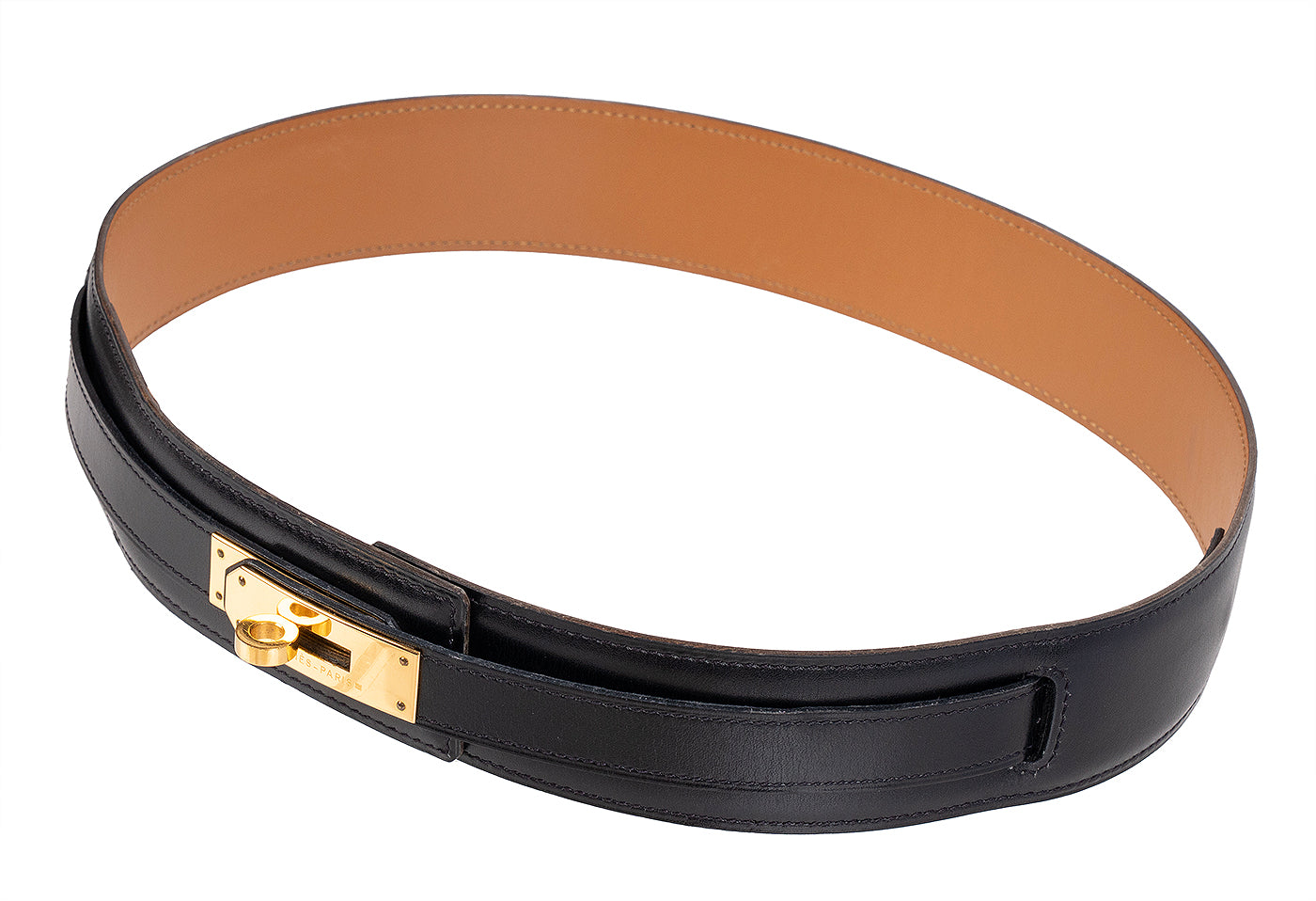 Hermes Vintage Kelly Black Box Swift Leather Belt 70