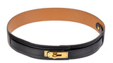 Hermes Vintage Kelly Black Box Swift Leather Belt 70