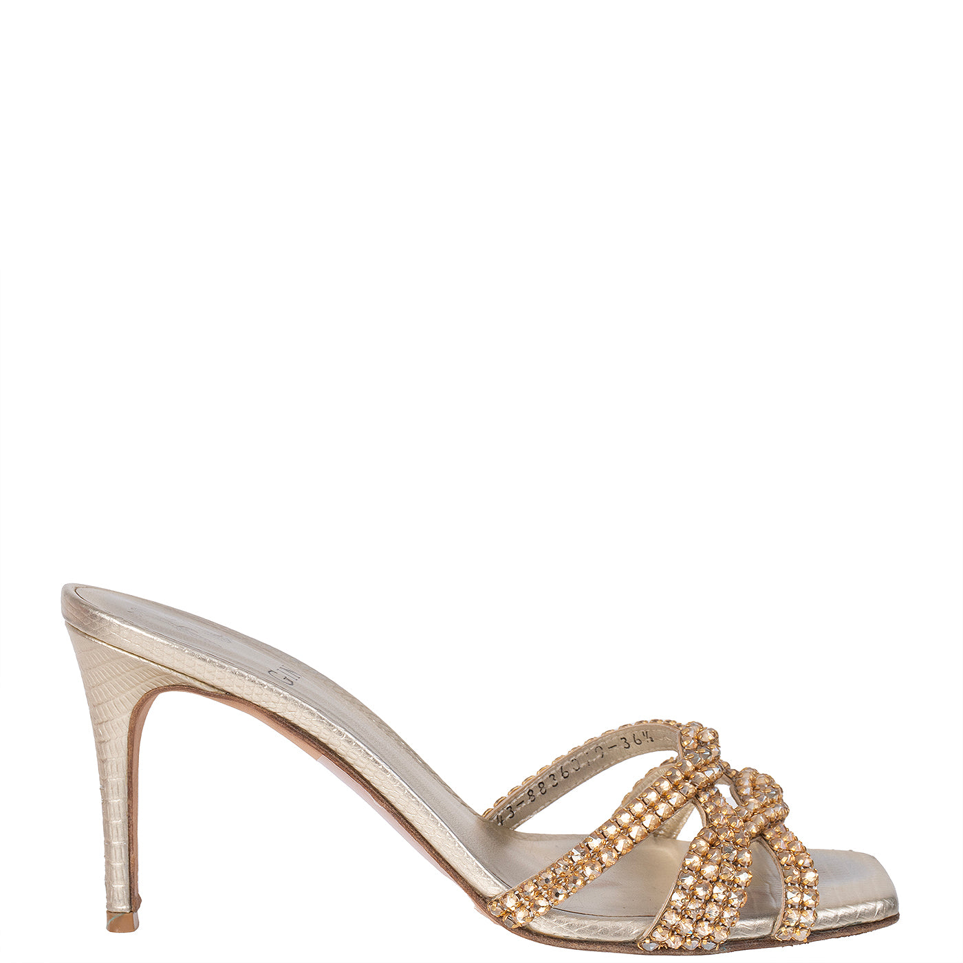 Gina Loie Platinum Crystal Lizard Print 85 Sandals