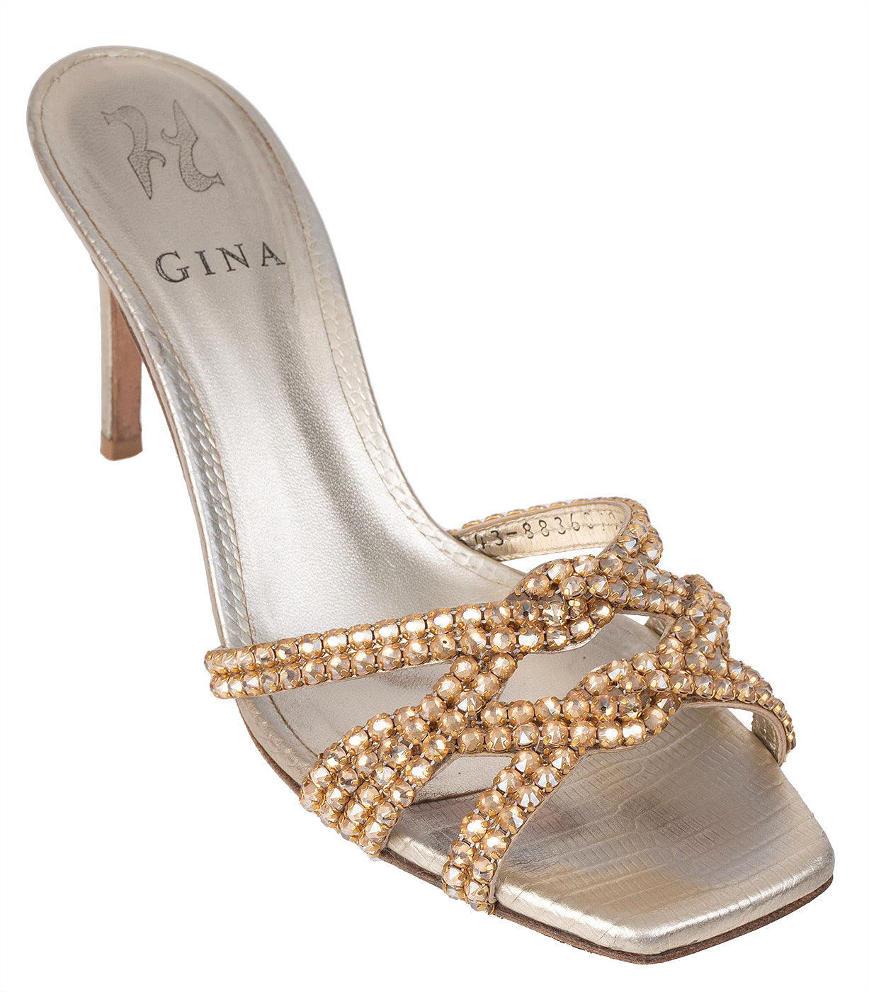 Gina Loie Platinum Crystal Lizard Print 85 Sandals