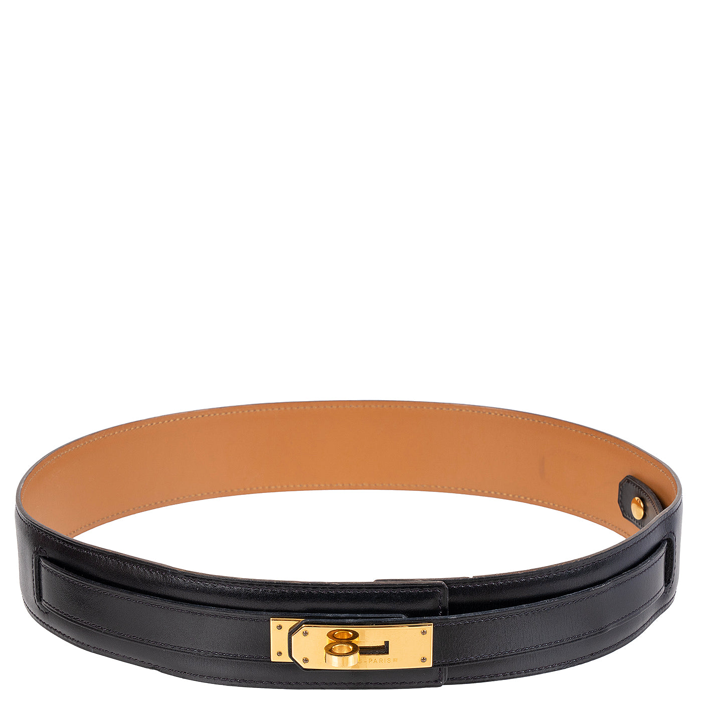 Hermes Vintage Kelly Black Box Swift Leather Belt 70