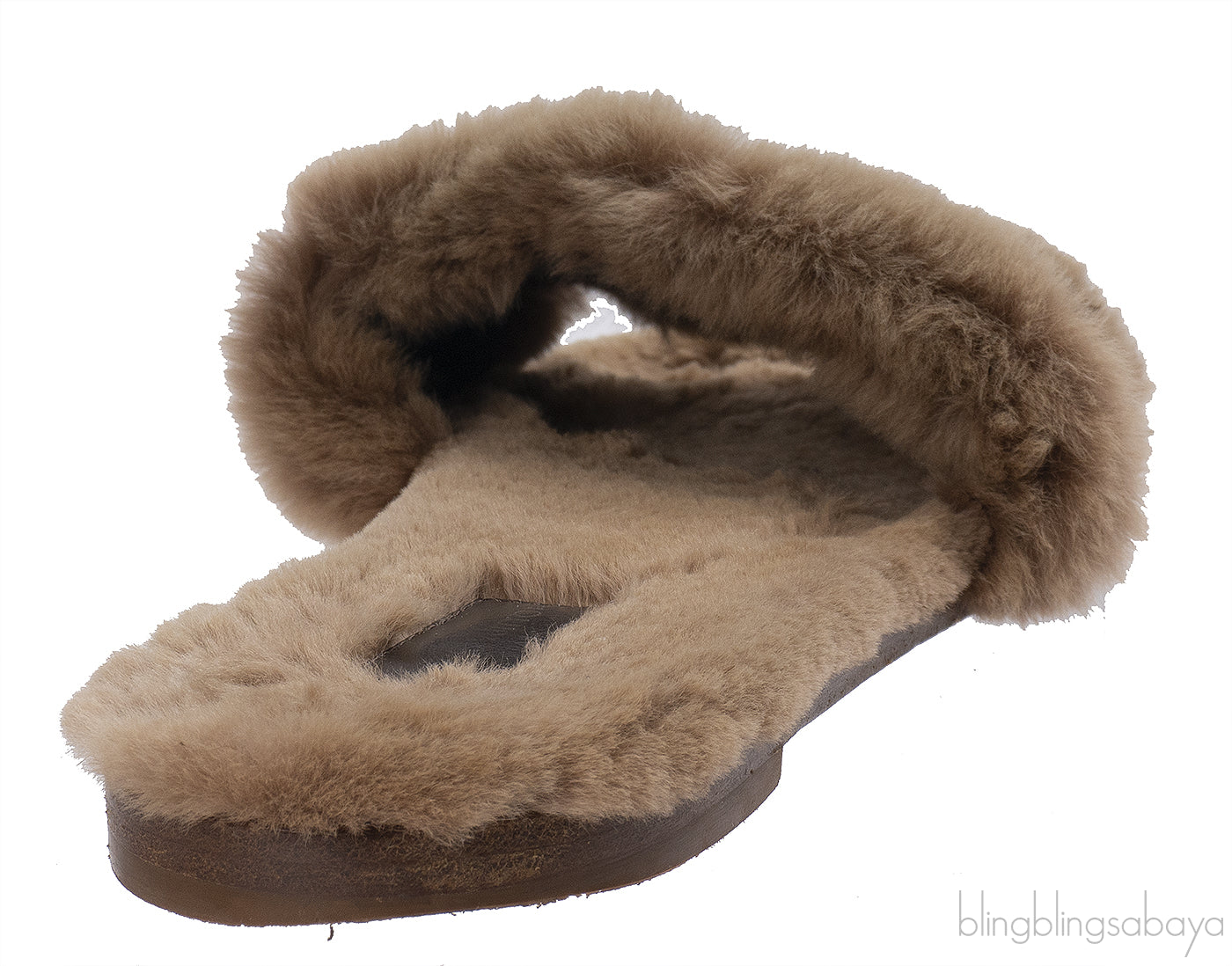Louis Vuitton Cognac Monogram Mink Fur Slides