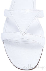 White Croco Print Flats