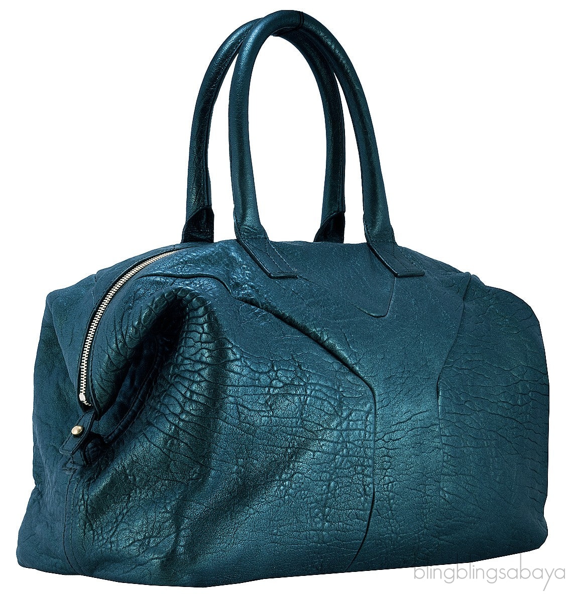Metallic Dark Green Boston Bag