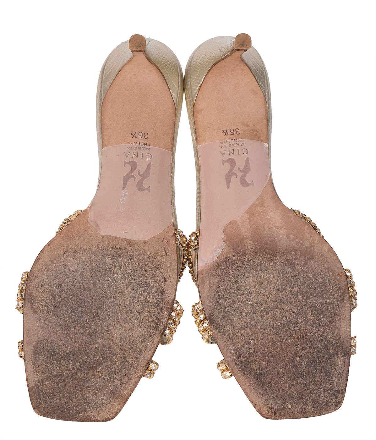 Gina Loie Platinum Crystal Lizard Print 85 Sandals