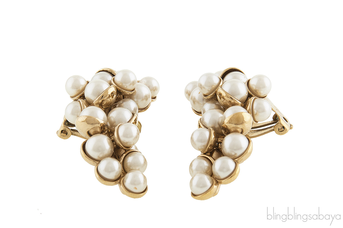 Pearl Cluster Clip Earrings