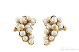 Pearl Cluster Clip Earrings