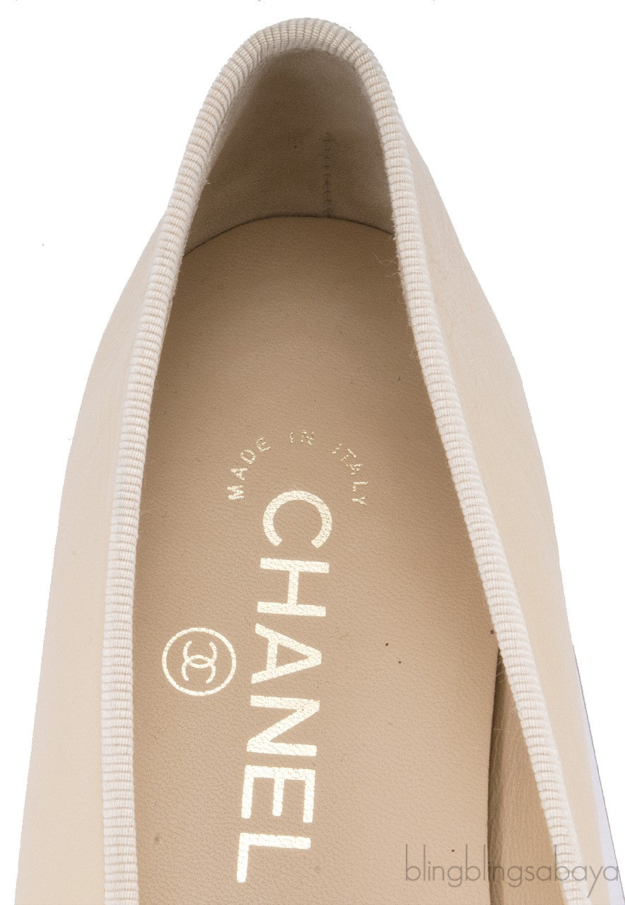 CC Cap Toe Beige Ballerina Flats