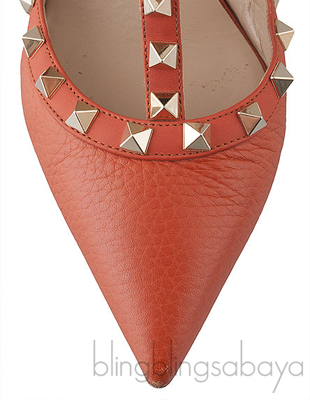 Rockstud Brique Gold Studs Heels 100