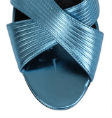 Gucci Criss-cross Metallic Blue Sandals