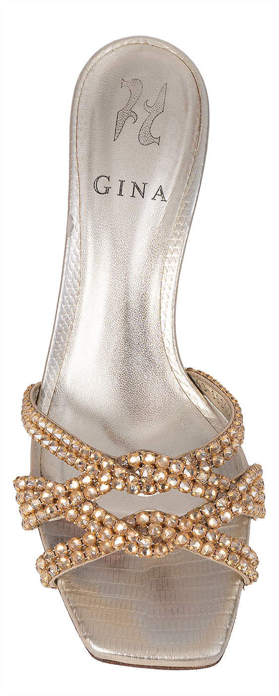 Gina Loie Platinum Crystal Lizard Print 85 Sandals