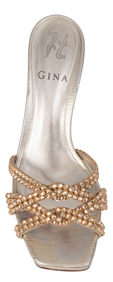 Gina Loie Platinum Crystal Lizard Print 85 Sandals