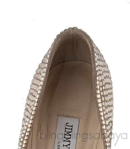 Bi-color Crystal Pointed Toe Heels