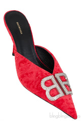 BB Logo Crushed-velvet Mules