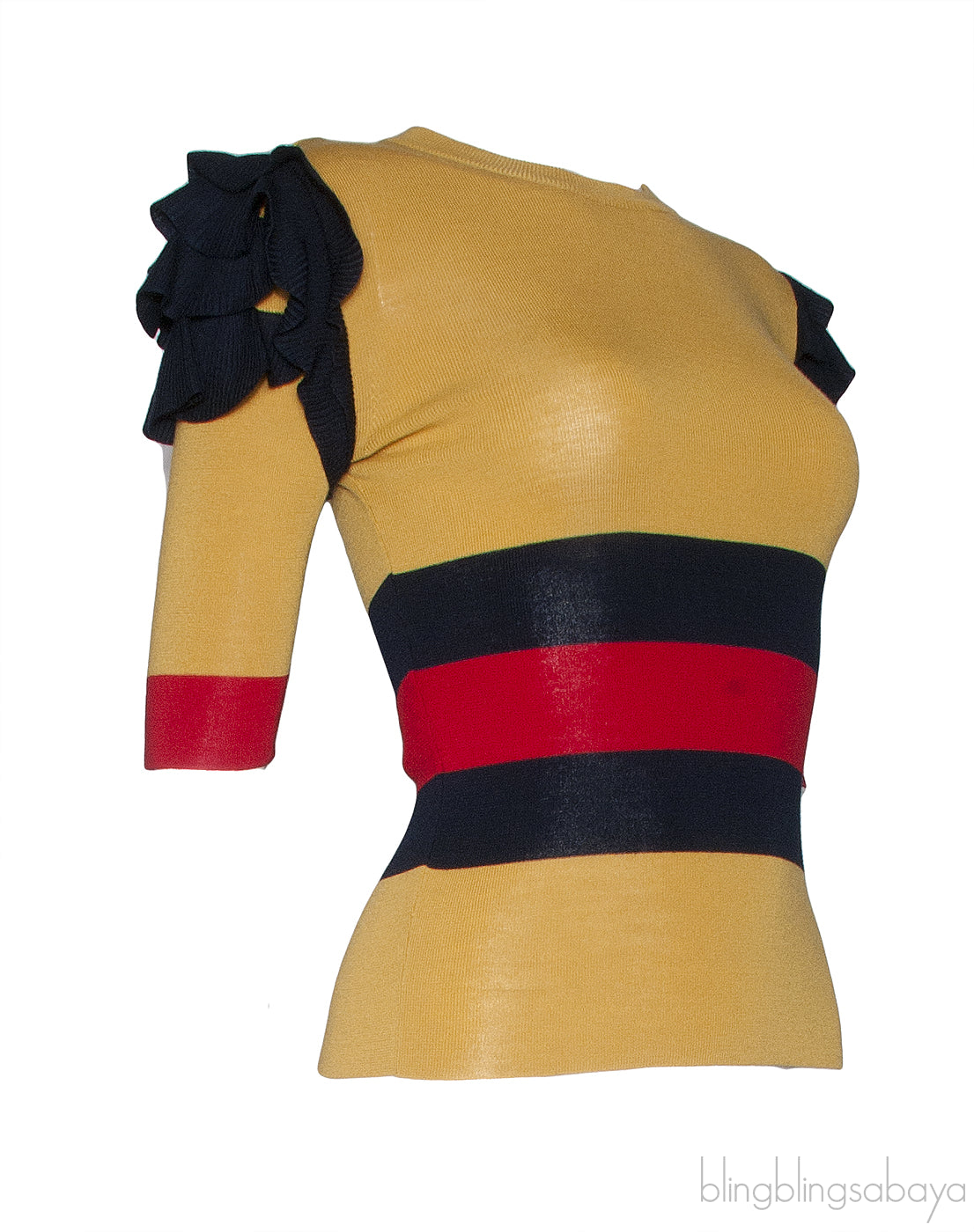 Tri-color Ruffled Knit Top