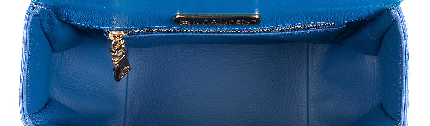 Kwanpen Edge Hexagon Blue Crocodile Bag