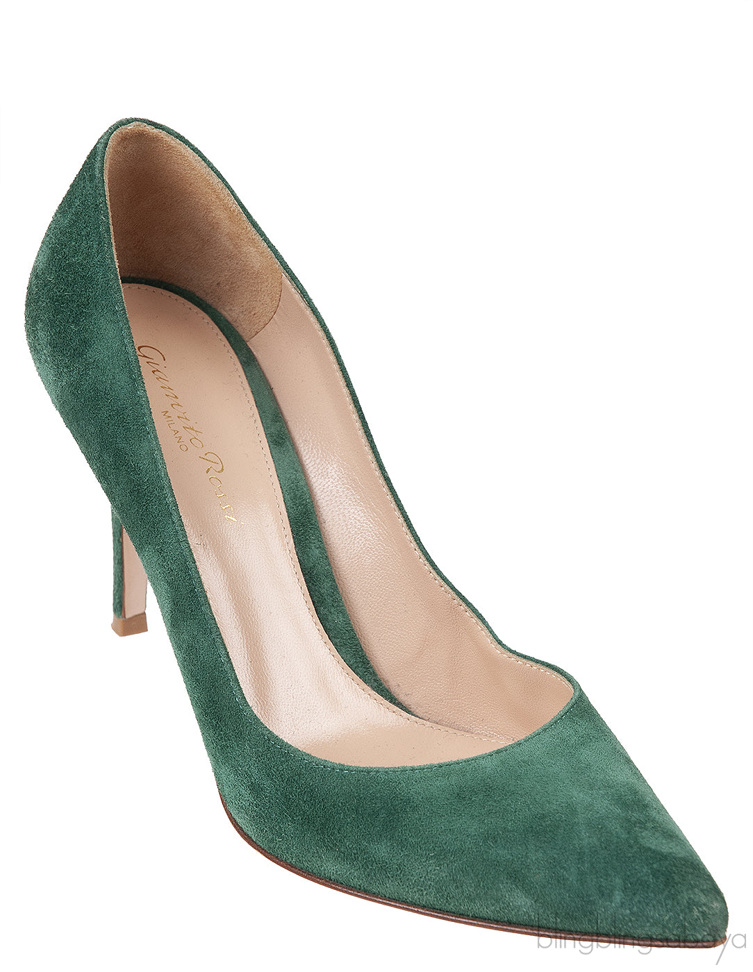 Emerald Suede Pointed Toe Heels